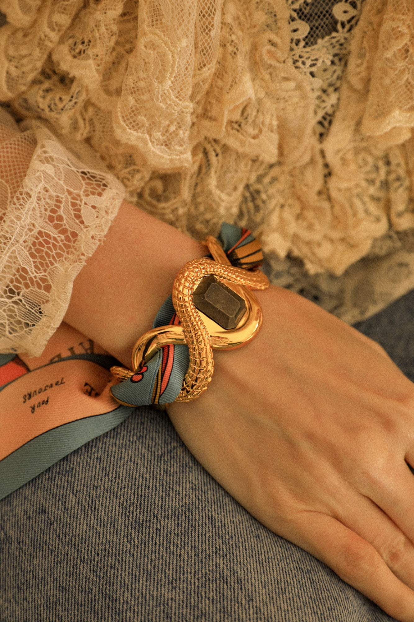 Caiman Pyrite Cuff and Colorful Pirate Ribbon