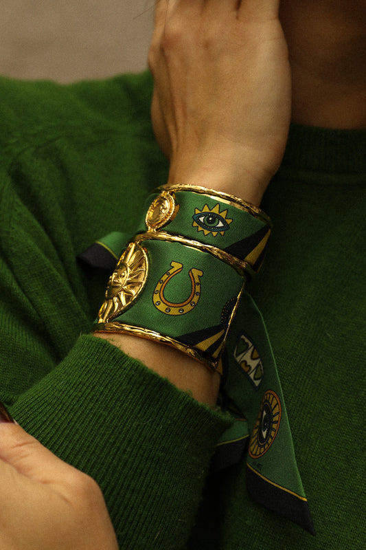 Moon cuff and Luckyou ribbon, green