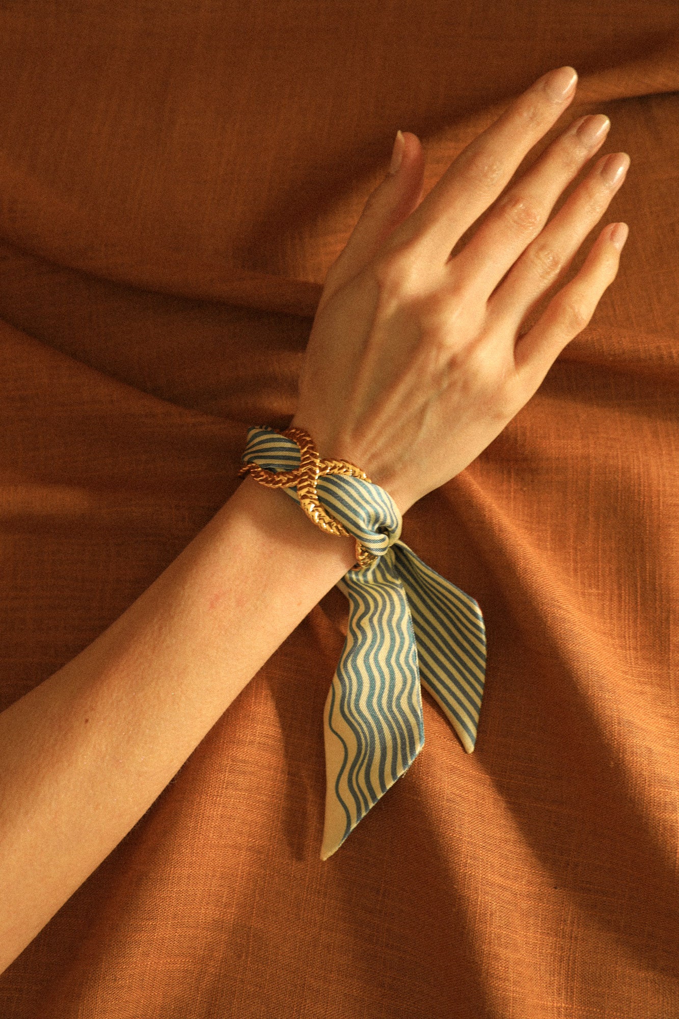 Braid and ribbon cuff Neutral sailor top