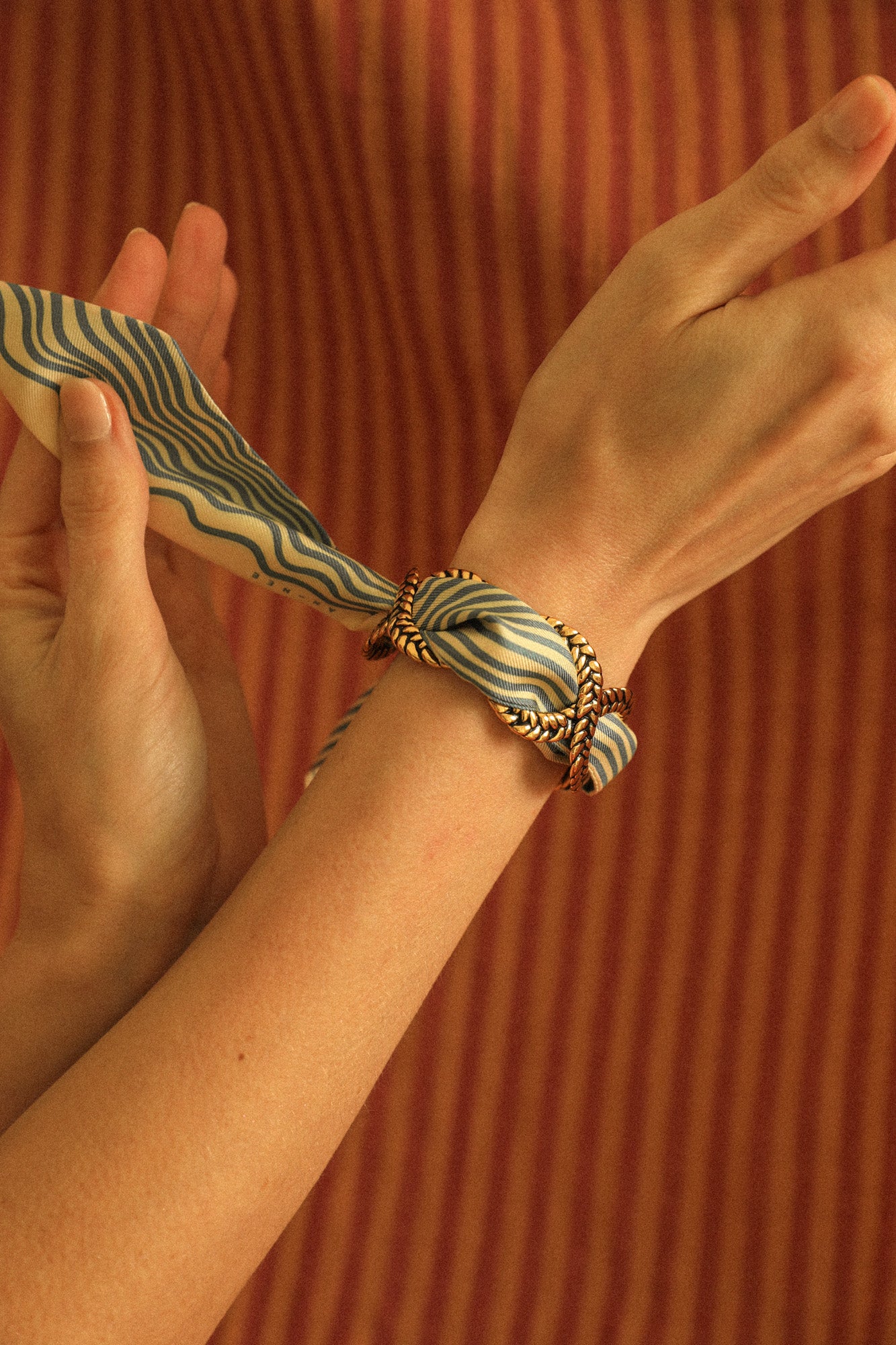 Braid and ribbon cuff Neutral sailor top