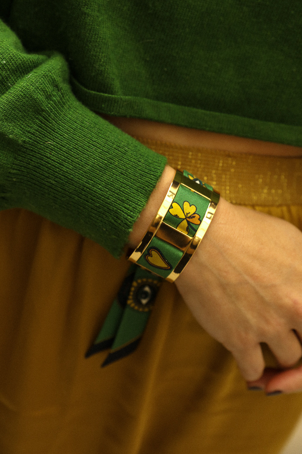 JMA cuff and Les Mots Bleus ribbon