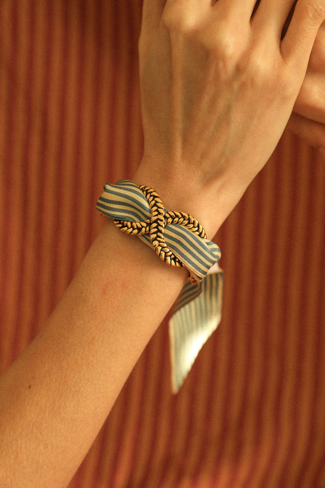 Braid and ribbon cuff Neutral sailor top