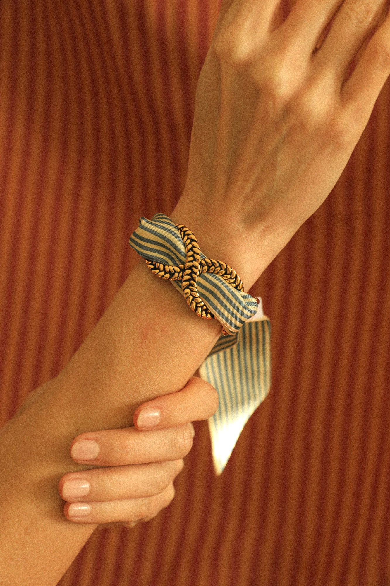 Braid and ribbon cuff Neutral sailor top