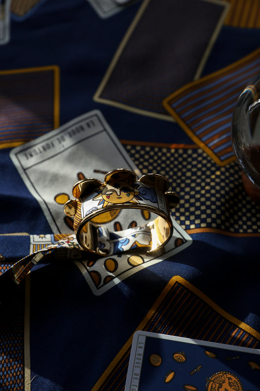 Ruban en soie 2cm Tarot, marine