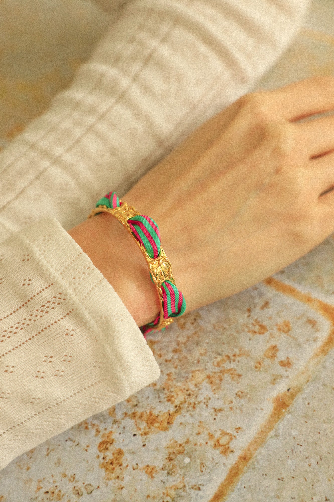 Bracelet Féérie et ruban Marinière coloré
