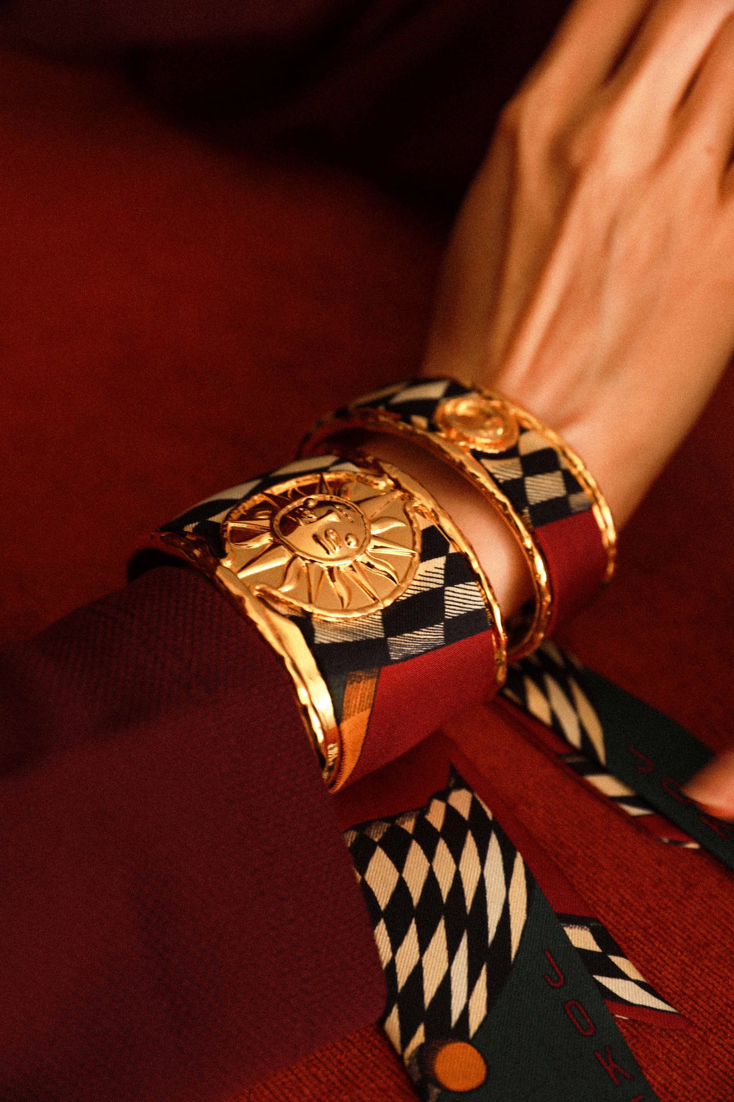 Sun and Joker Ribbon Cuff, Neutral