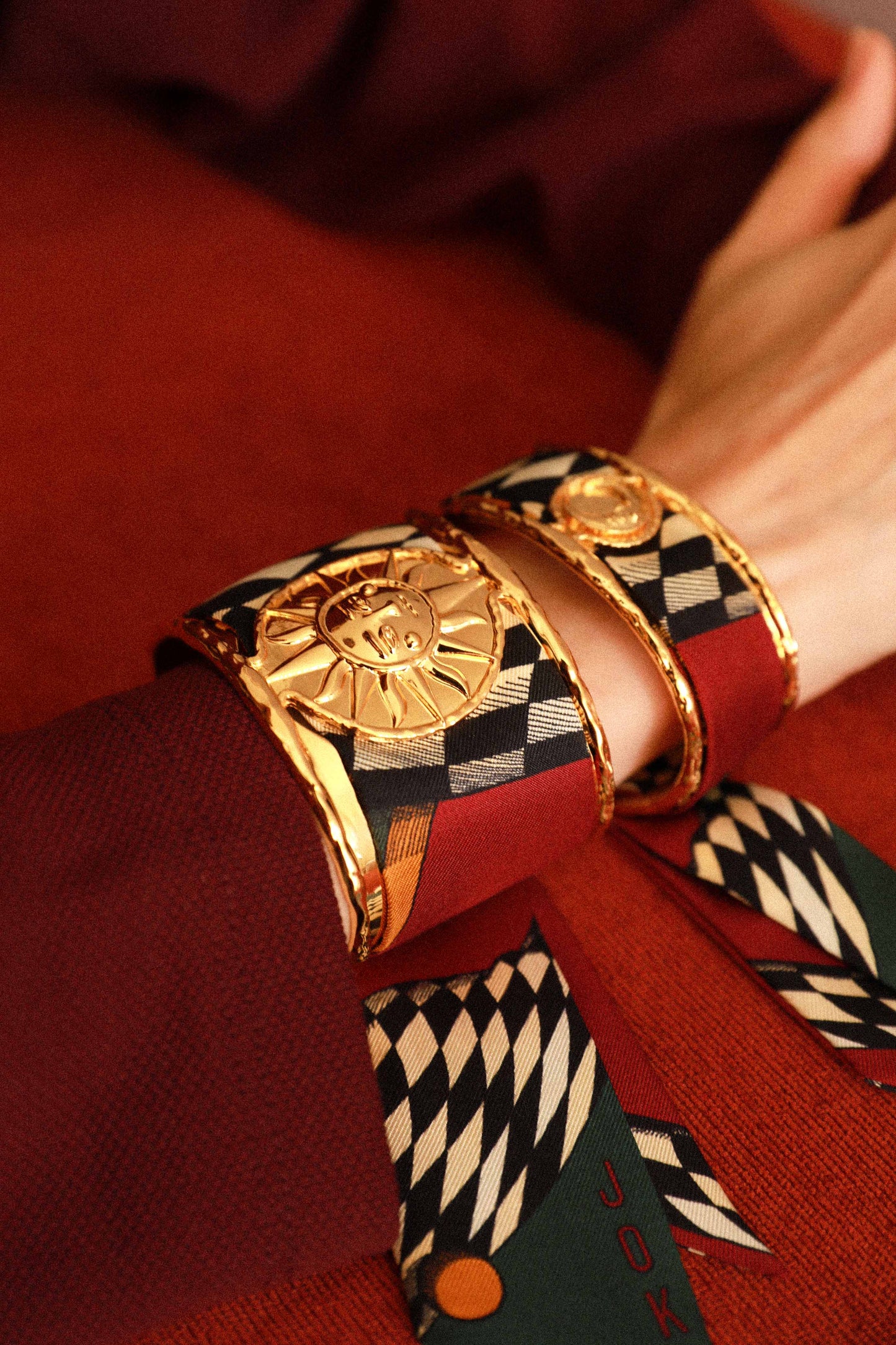 Sun and Joker Ribbon Cuff, Neutral