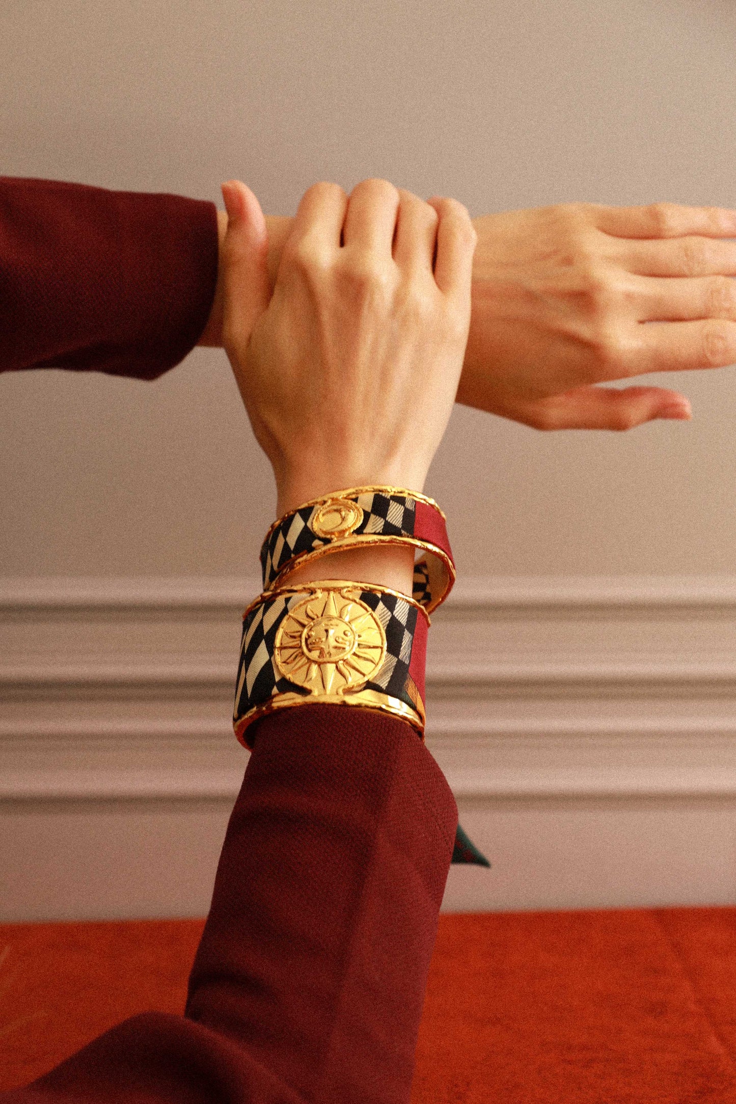 Sun and Joker Ribbon Cuff, Neutral