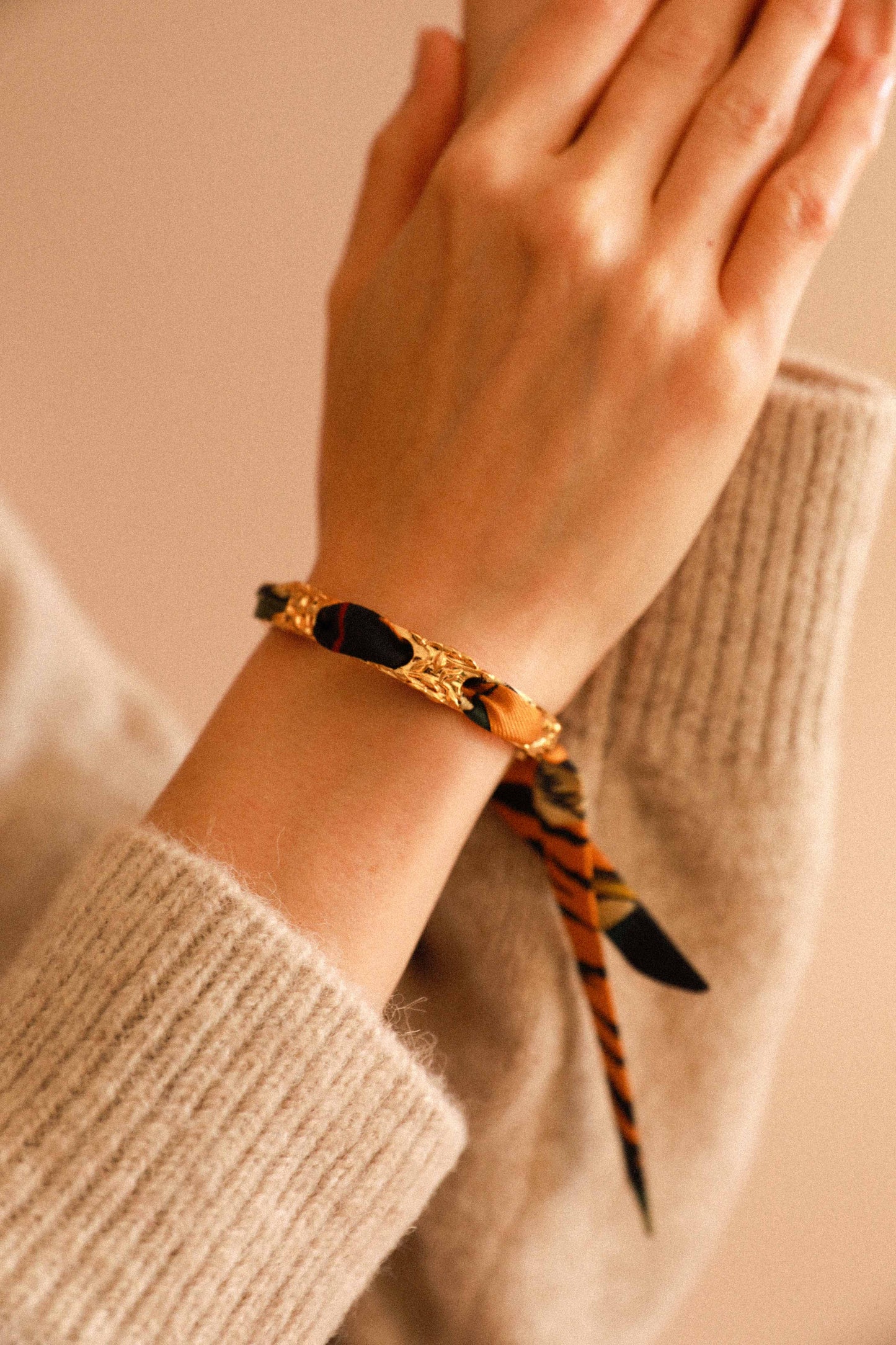 Bracelet Féérie et ruban Tigres & Cerceaux, kaki