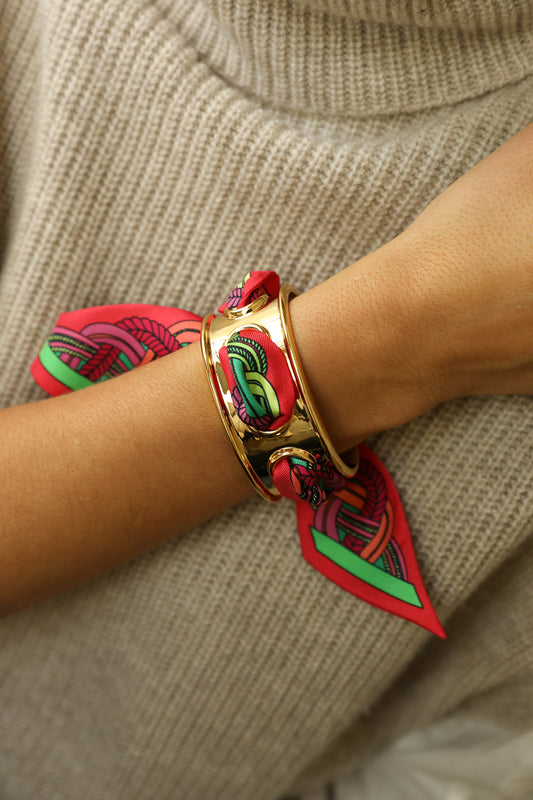 November cuff and Leopard ribbon, blue/yellow