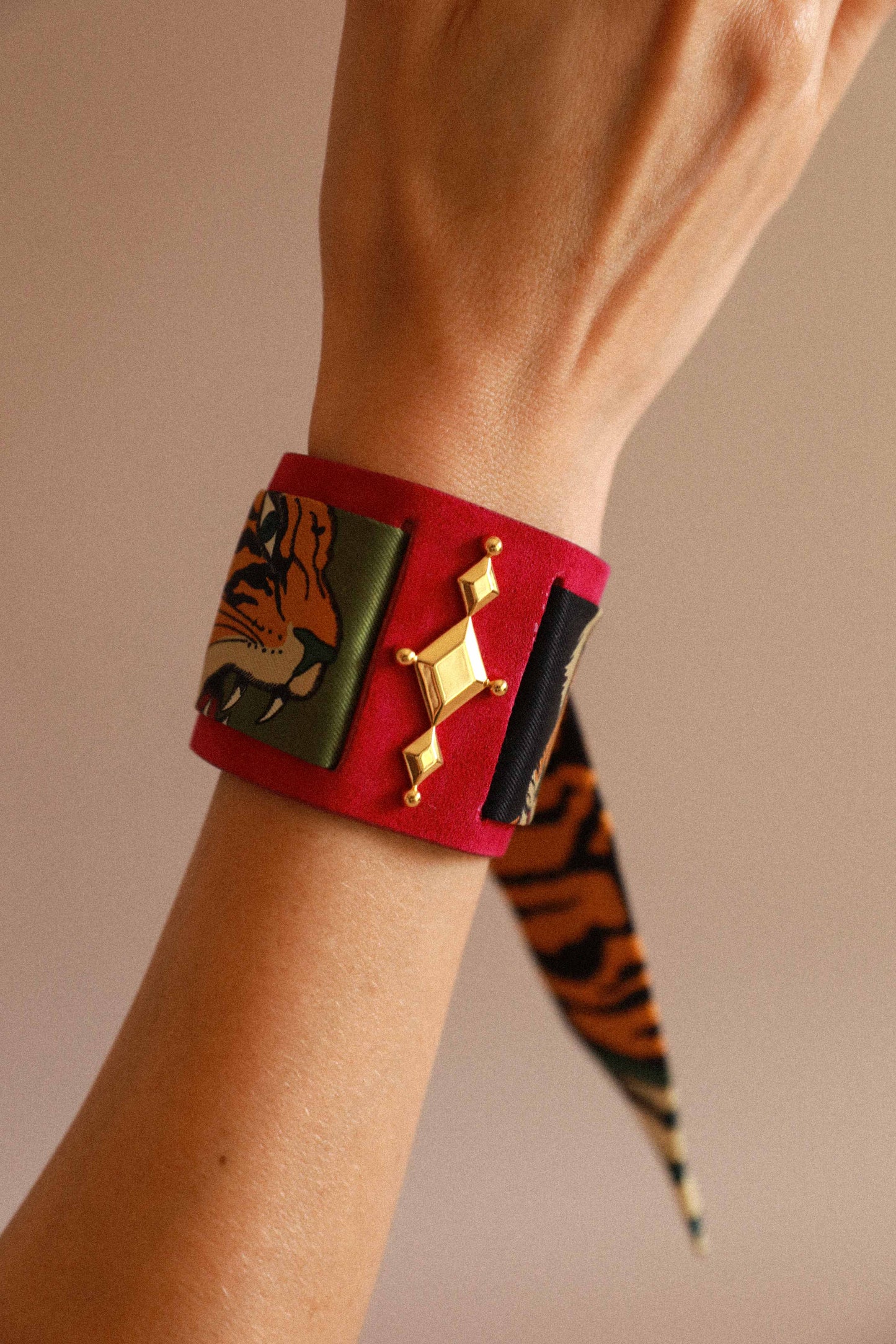 Circus cuff and khaki Tigers & Hoops ribbon