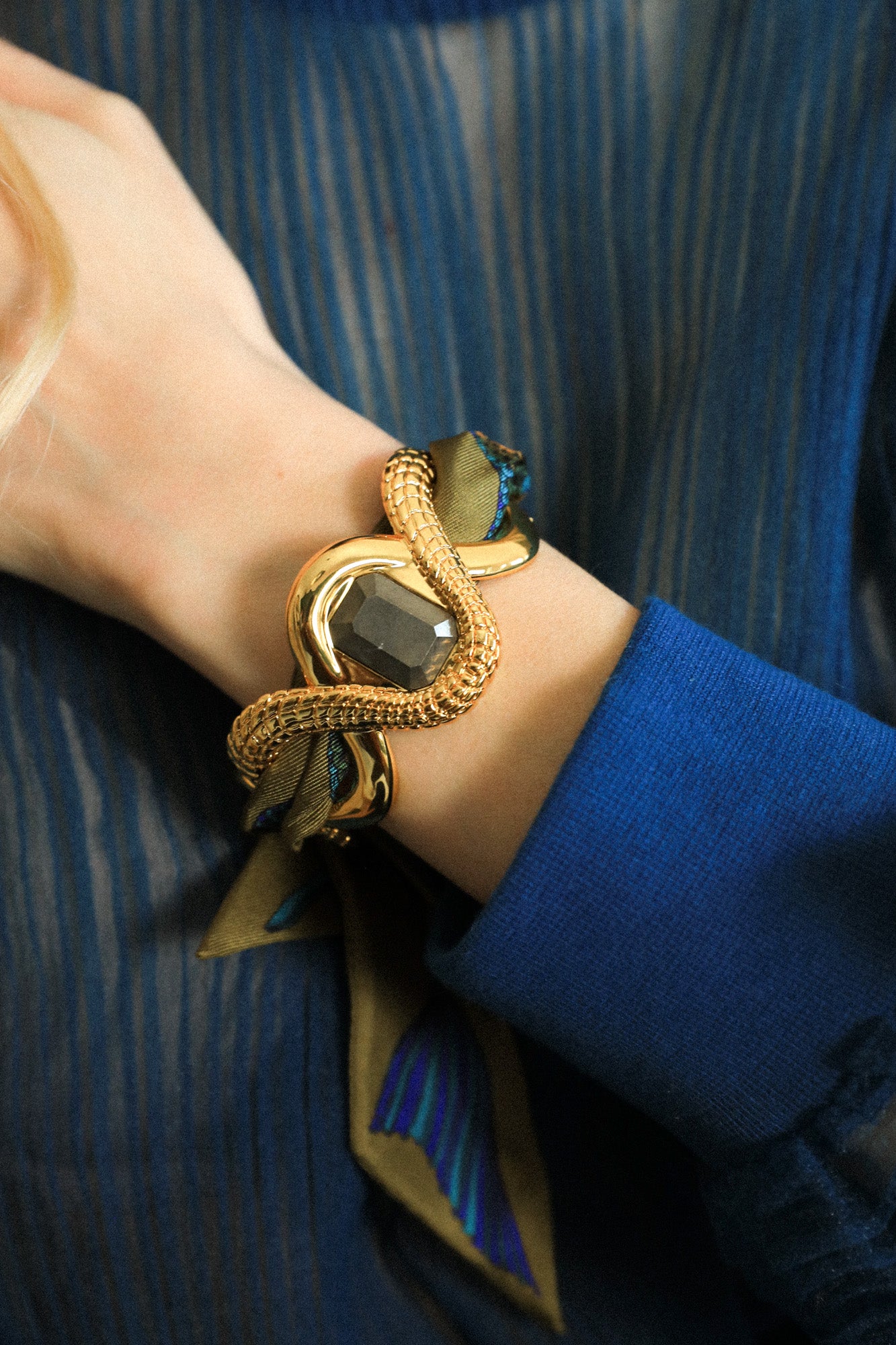 Caiman Pyrite Cuff and Colorful Mermaid Ribbon