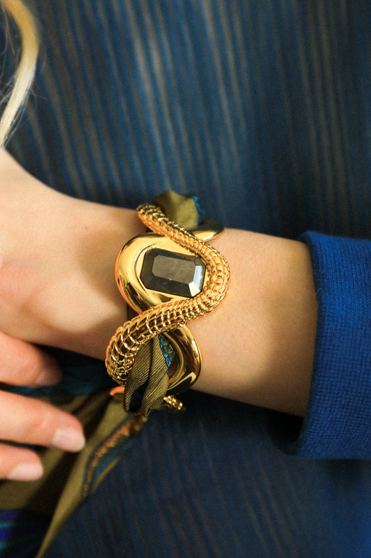 Caiman Pyrite Cuff and Colorful Mermaid Ribbon