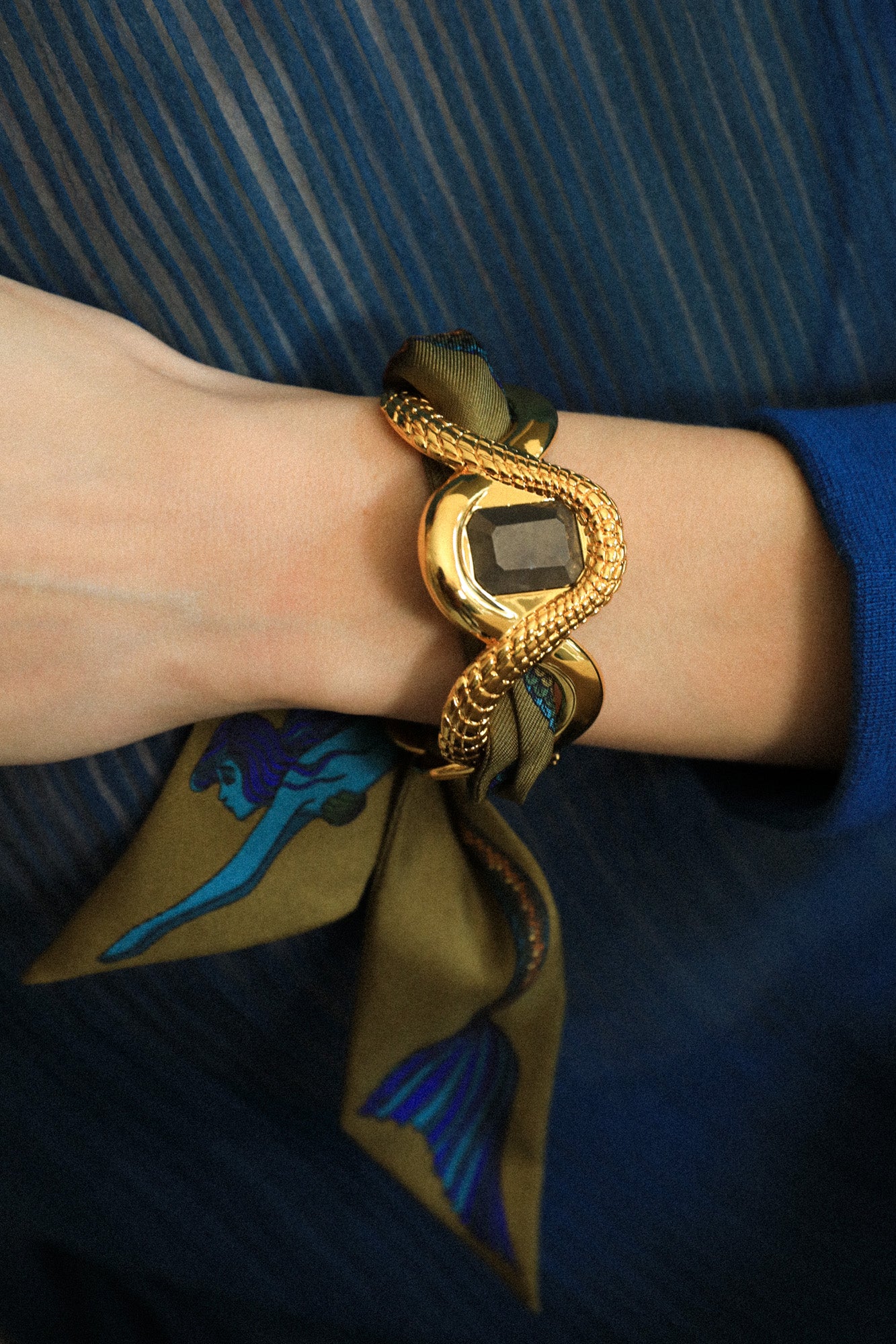 Caiman Pyrite Cuff and Colorful Mermaid Ribbon