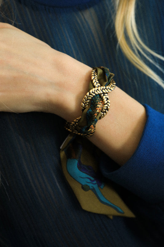 Colorful Mermaid Braid and Ribbon Cuff