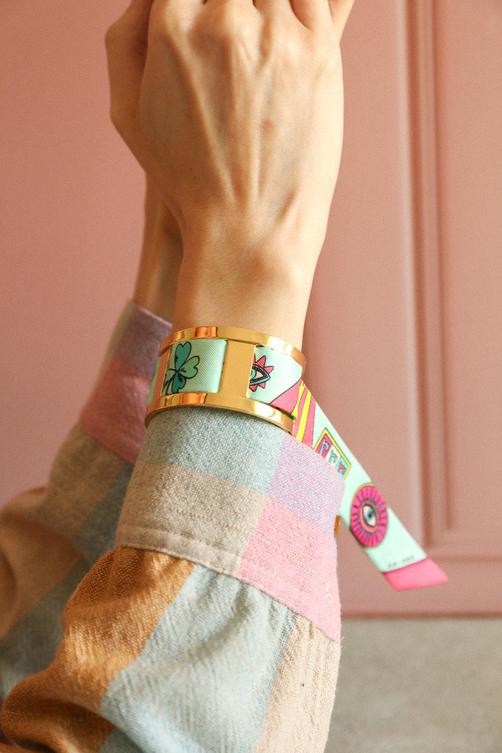 JMA cuff and Les Mots Bleus ribbon