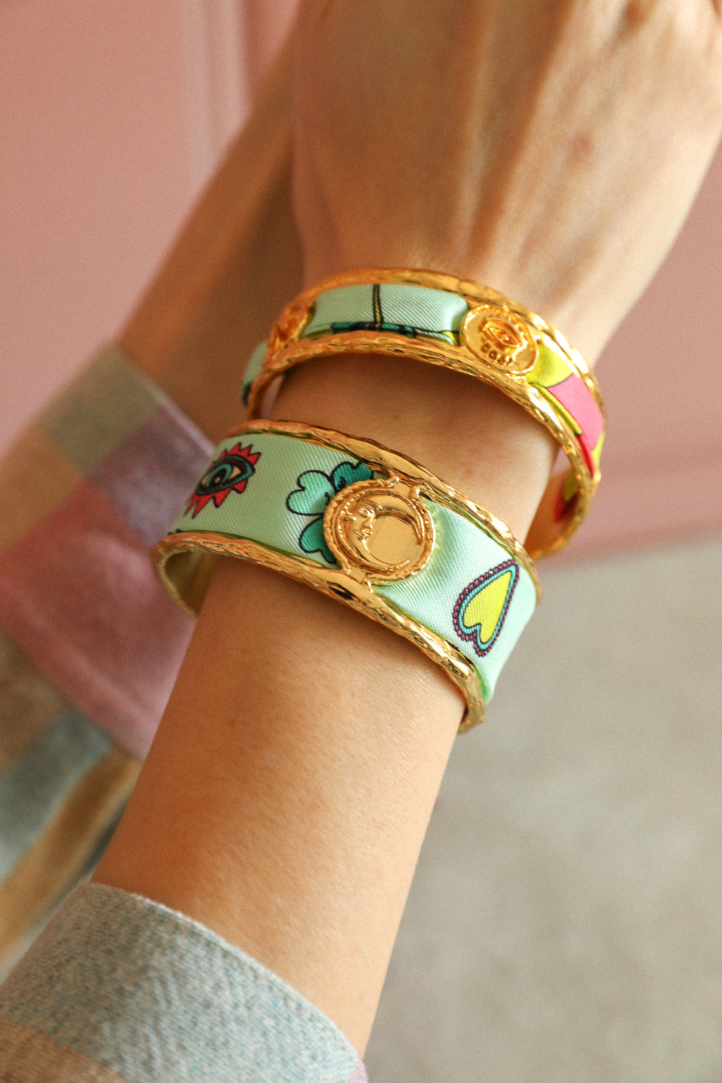 Moon cuff and Luckyou ribbon, sea green