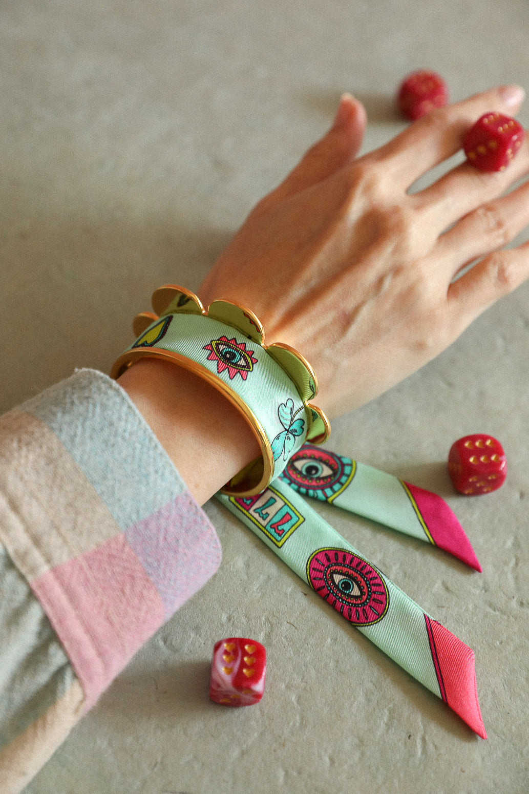 Pennant cuff and ribbon The Blue Words