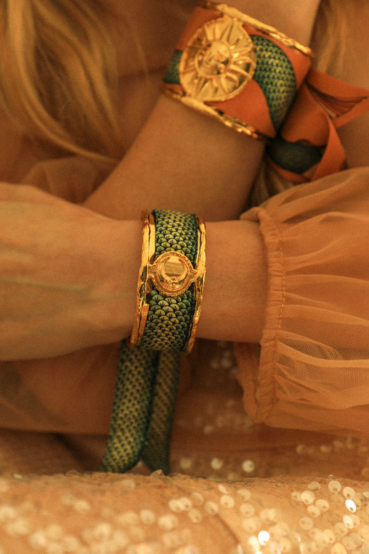 Moon and Mermaid Ribbon Cuff Neutral