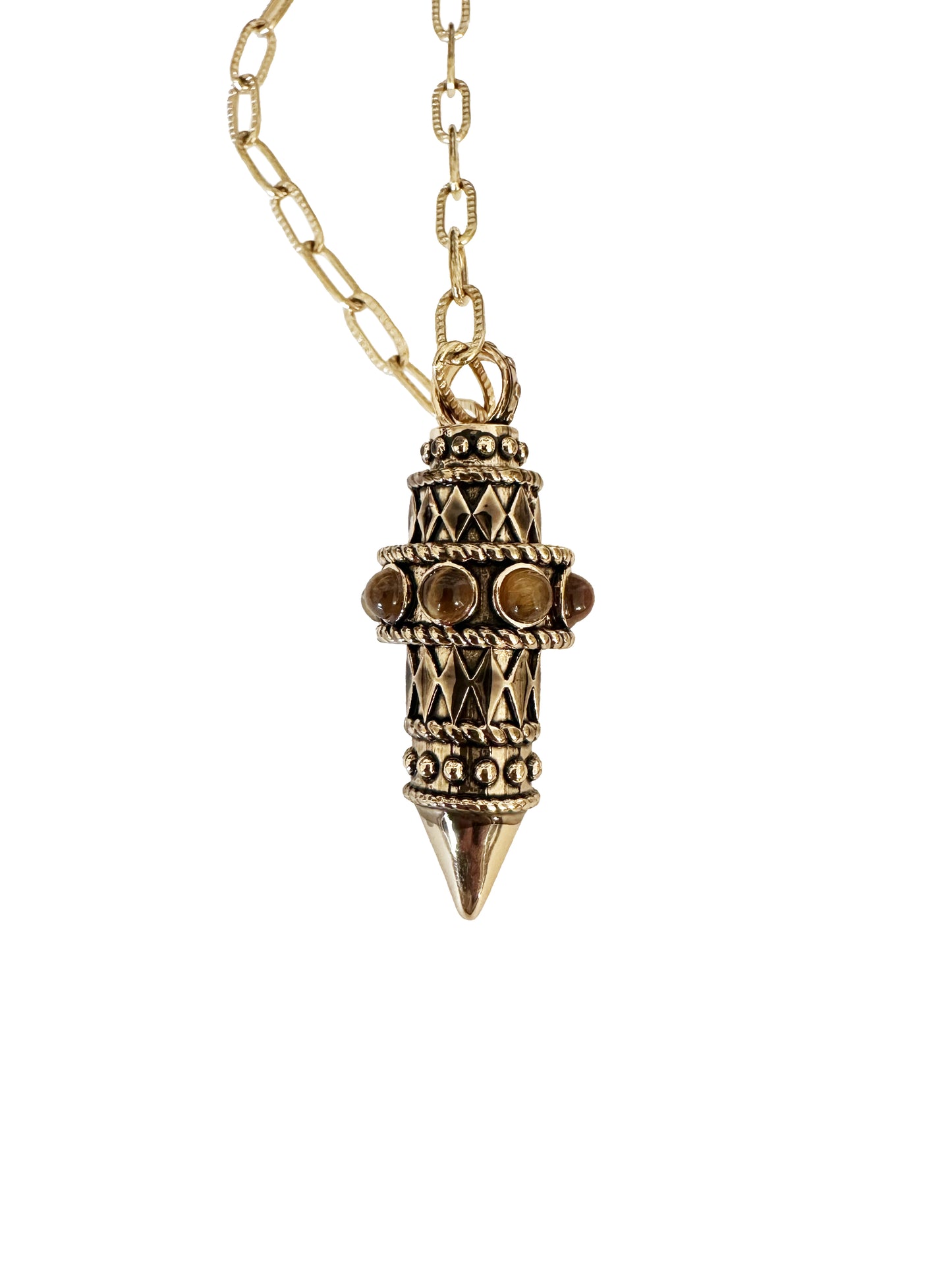 Collier Pendule, incrusté d'Oeil de Tigre