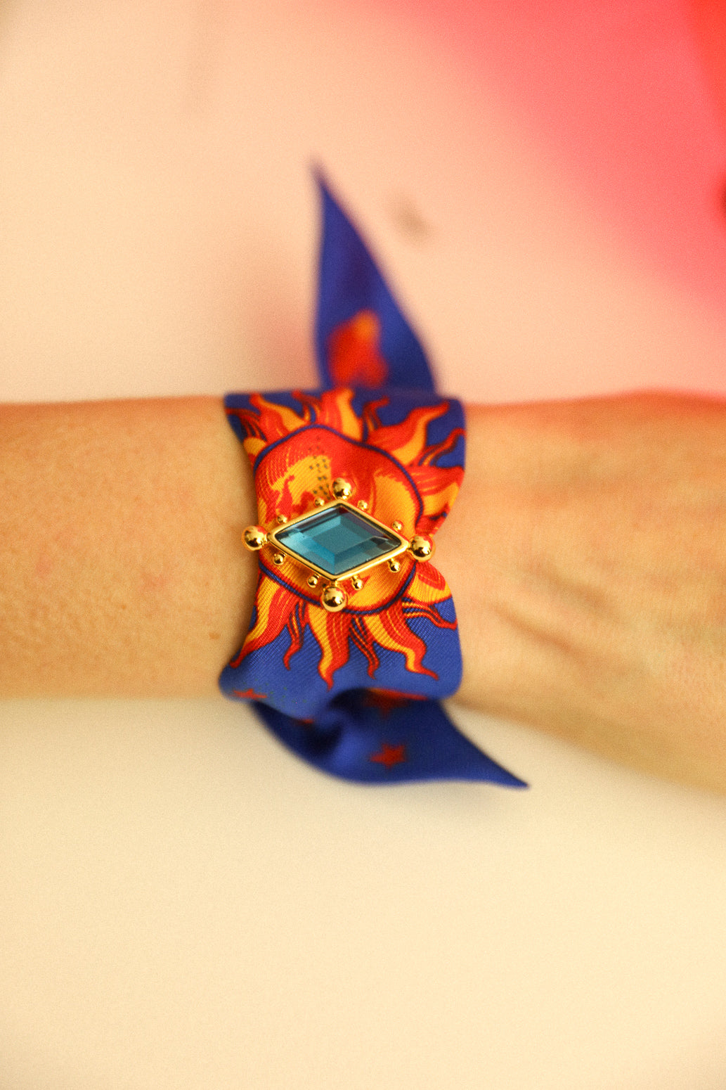 Ornement Circus Bleu et ruban en soie 4cm, Printemps N°26