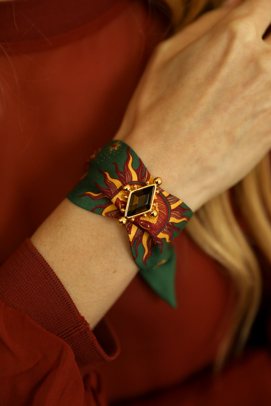 Ornement Circus Olive et ruban en soie 4cm, Printemps N°26