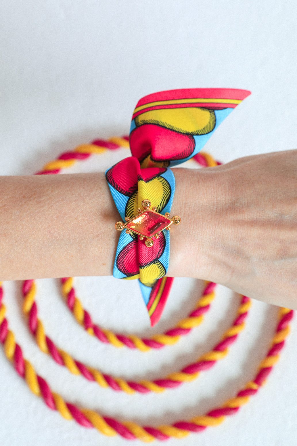 Circus olive ornament and its 4cm silk bracelet Tarot, navy