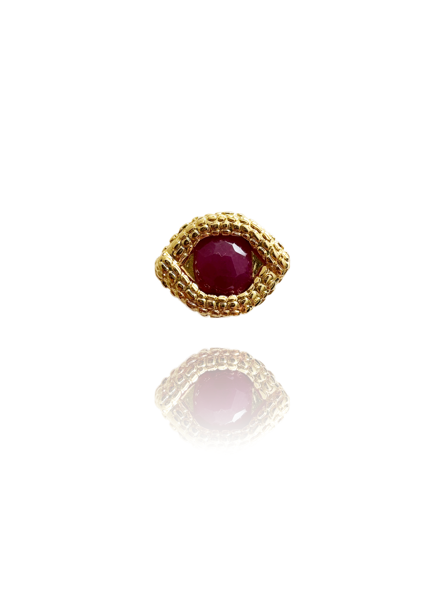 Ornement Oeil de caïman Agate Rose et ruban en soie 4cm , Automne N°26