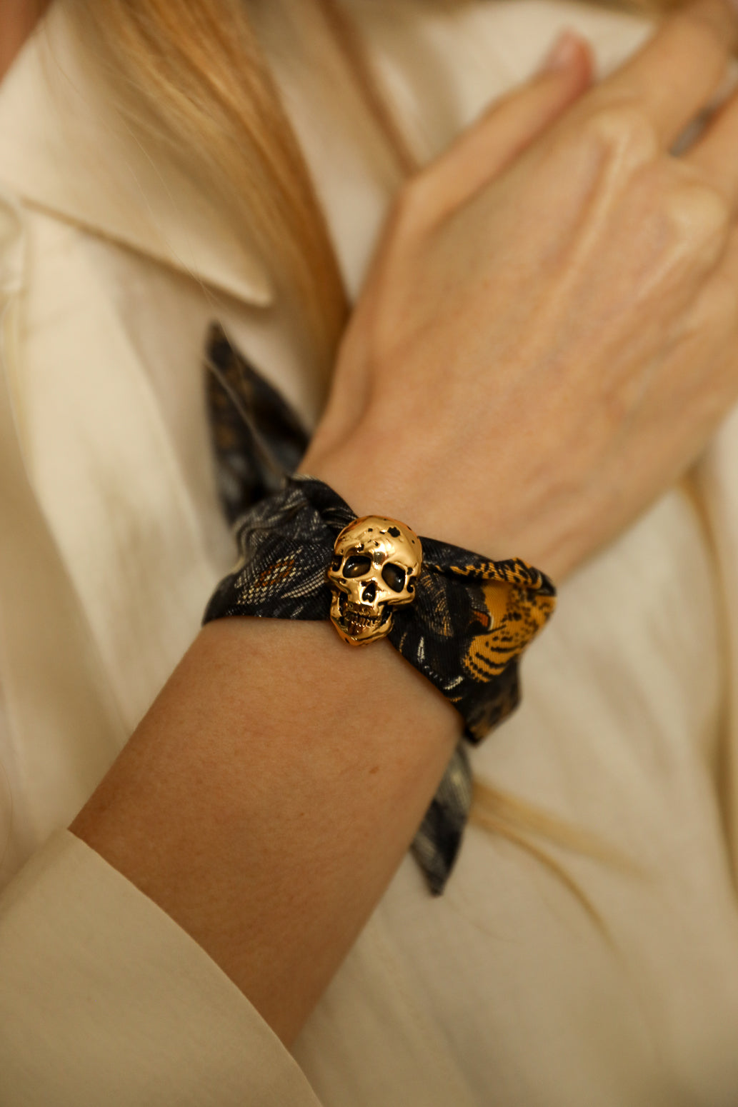 Ornement Pirate Or et ruban en soie 4cm, Printemps N°26