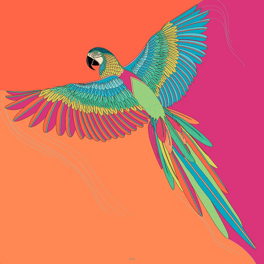 Square 110 cm Parrot, colorful