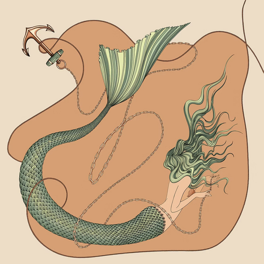 Square 90 cm - Mermaid, pastel