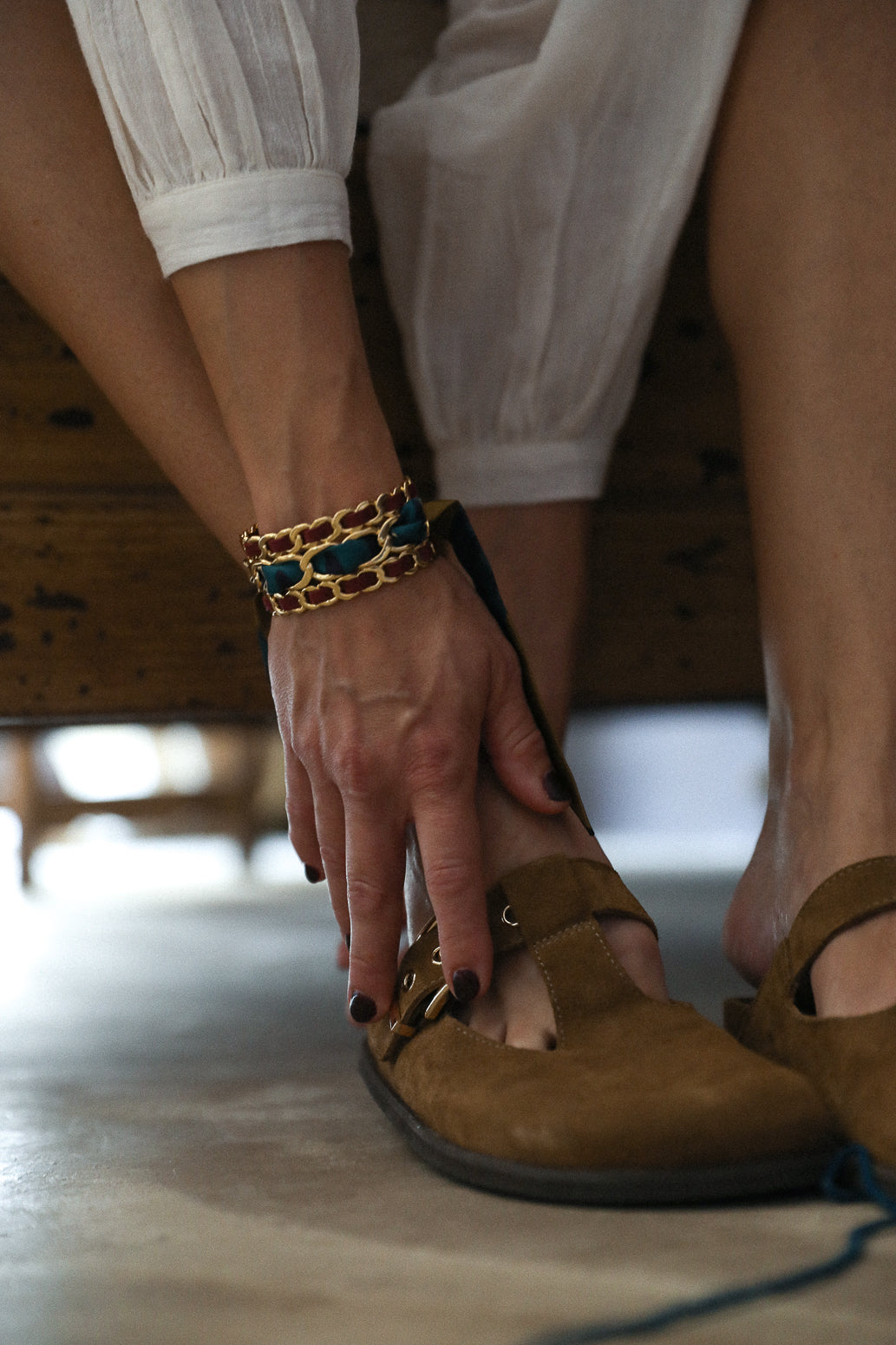 Petite manchette Décembre et ruban Chapanoir, olive