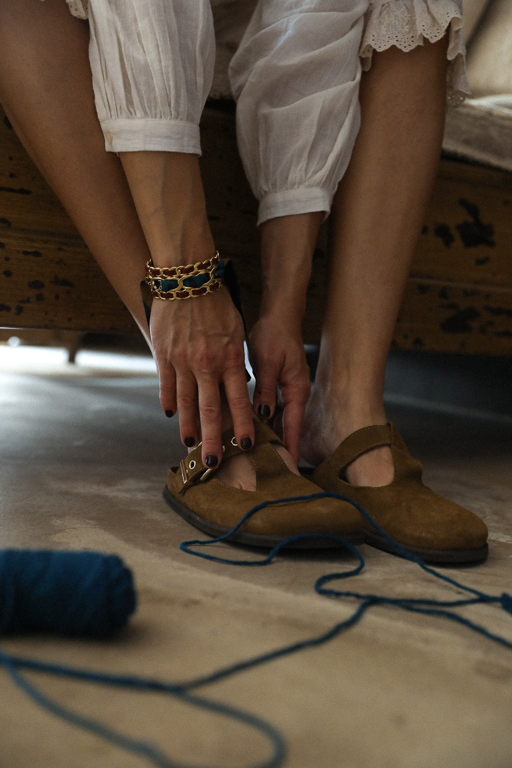 Petite manchette Décembre et ruban Chapanoir, olive