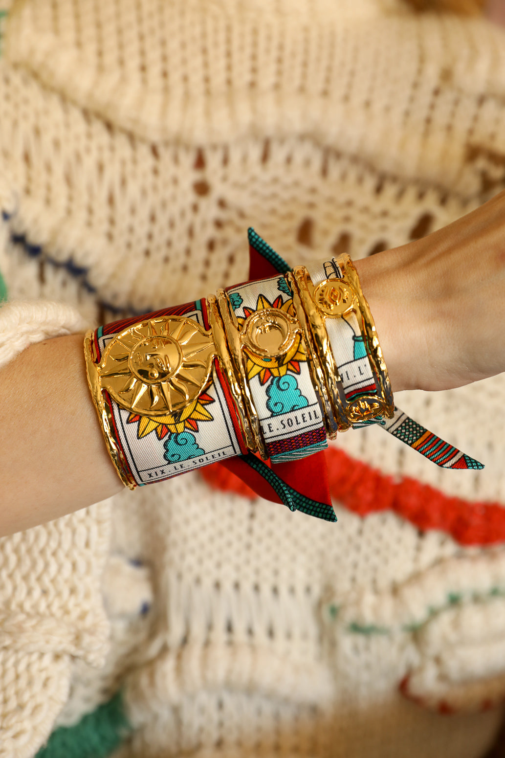 Manchette Lune et ruban Tarot, multicolore