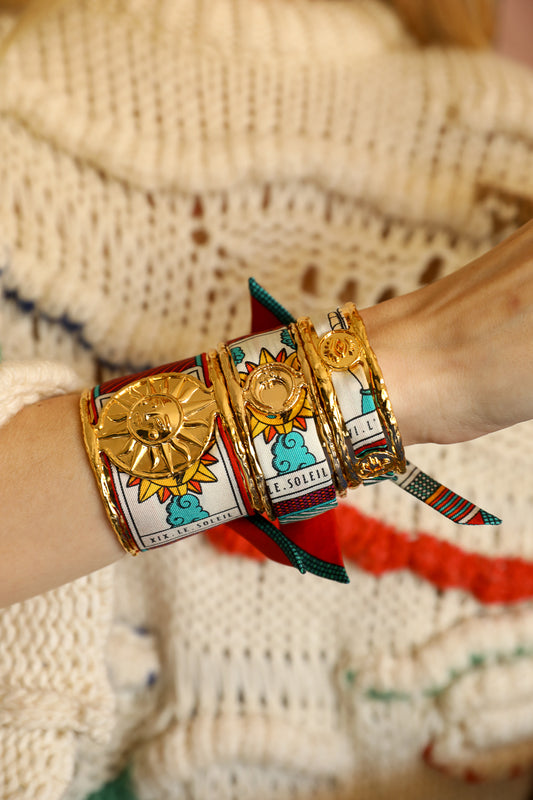 Manchette Lune et ruban Tarot, multicolore