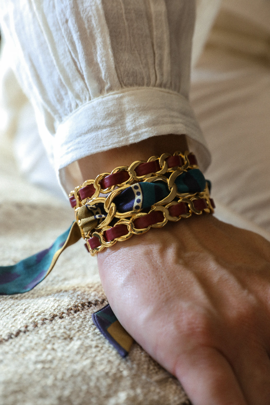 Ruban en soie 2cm Chapanoir, olive