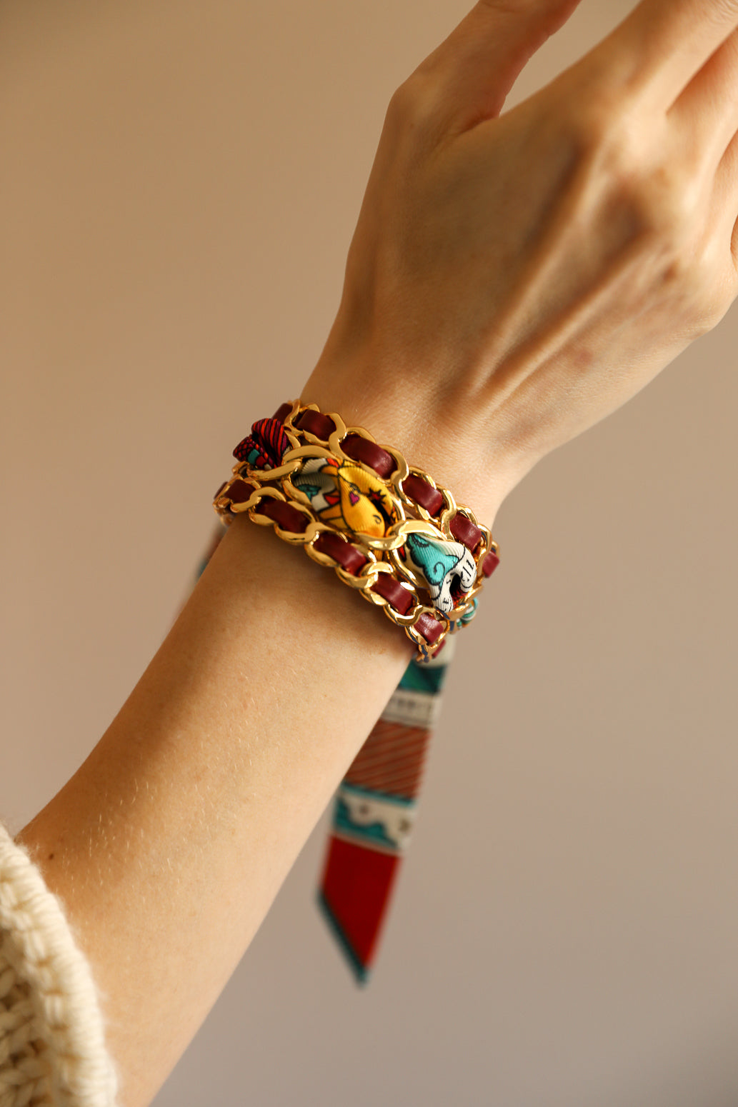 Ruban en soie 2cm Tarot, multicolore