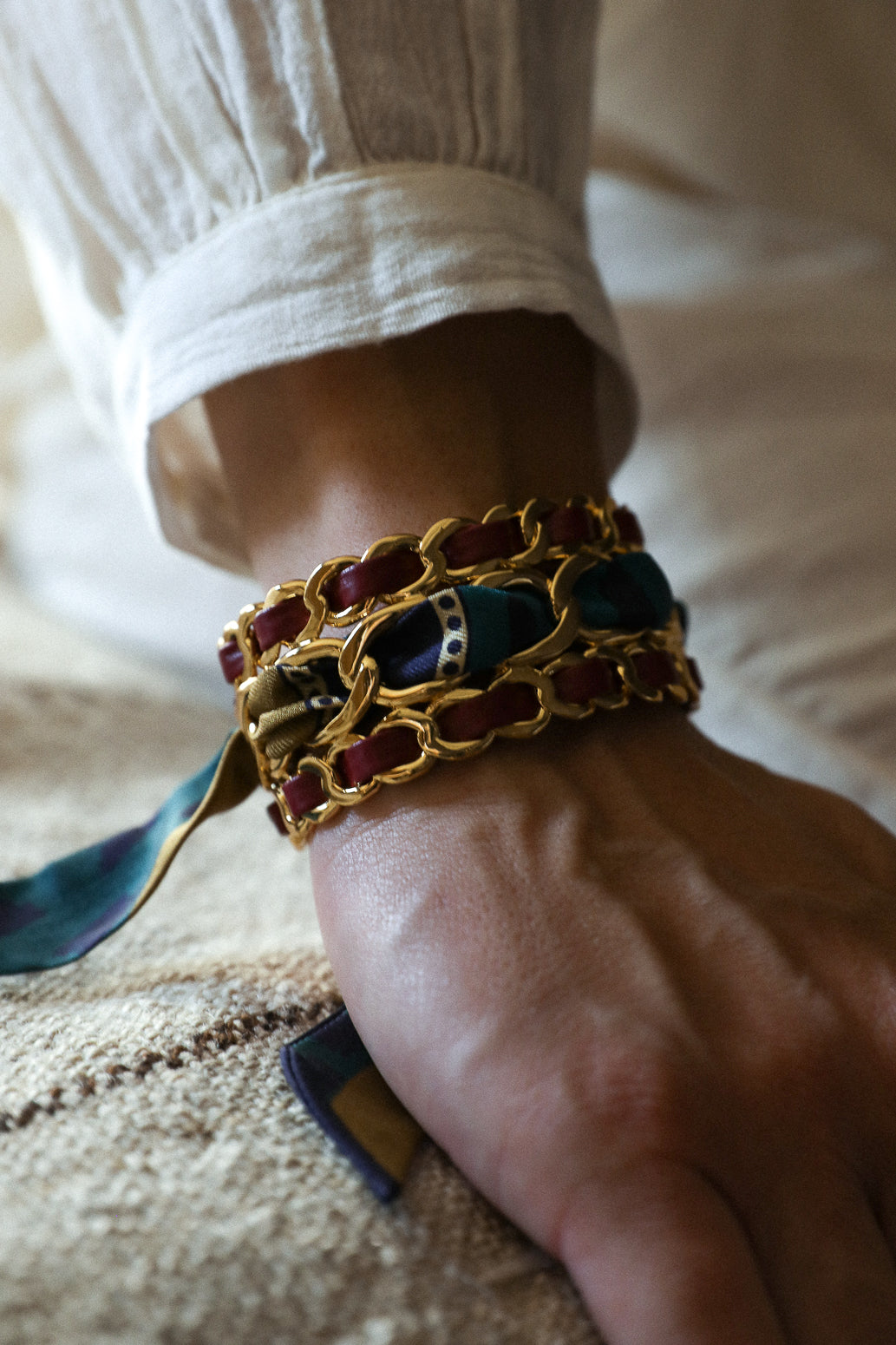 Petite manchette Décembre et ruban Chapanoir, olive