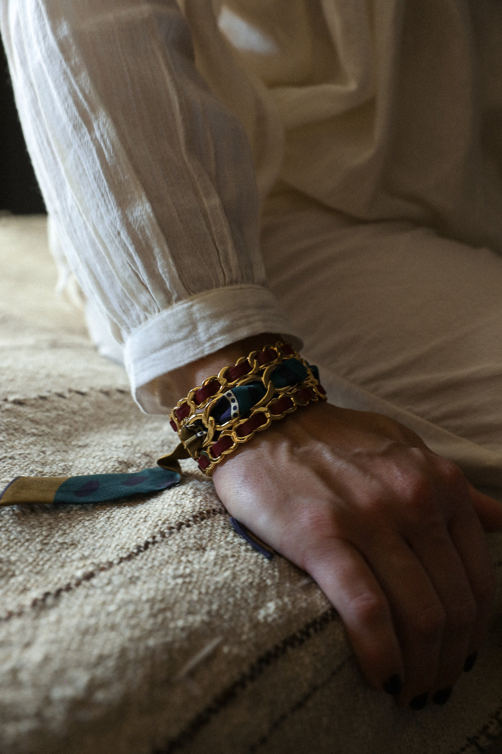 Petite manchette Décembre et ruban Chapanoir, olive