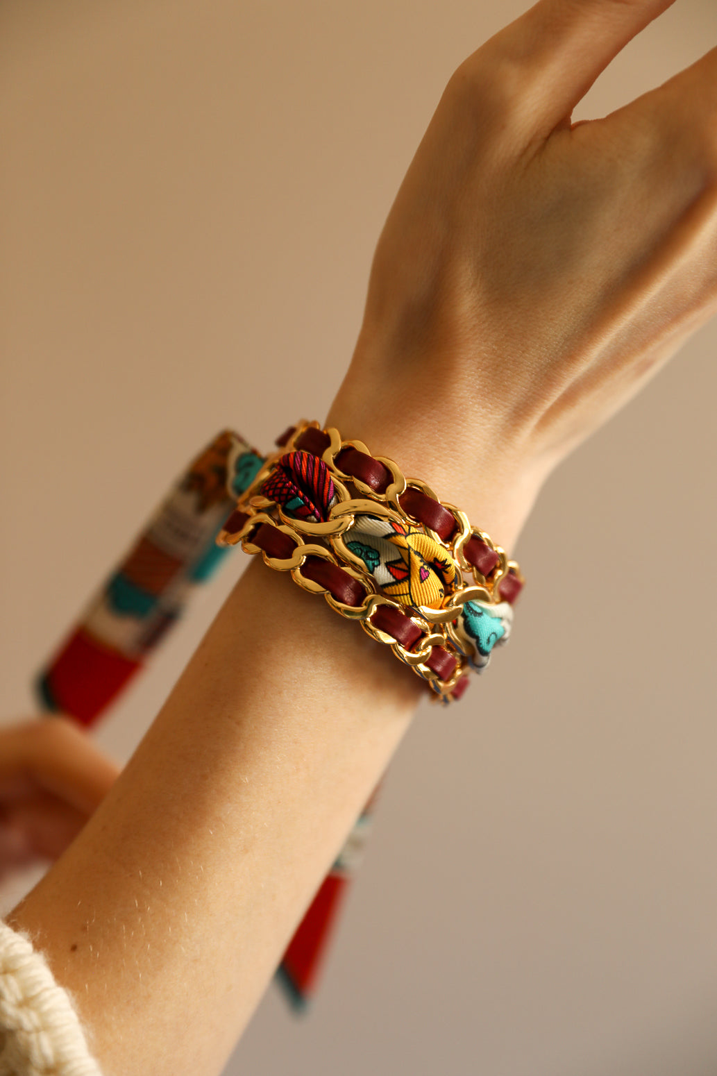 Petite manchette Décembre et ruban Tarot, multicolore