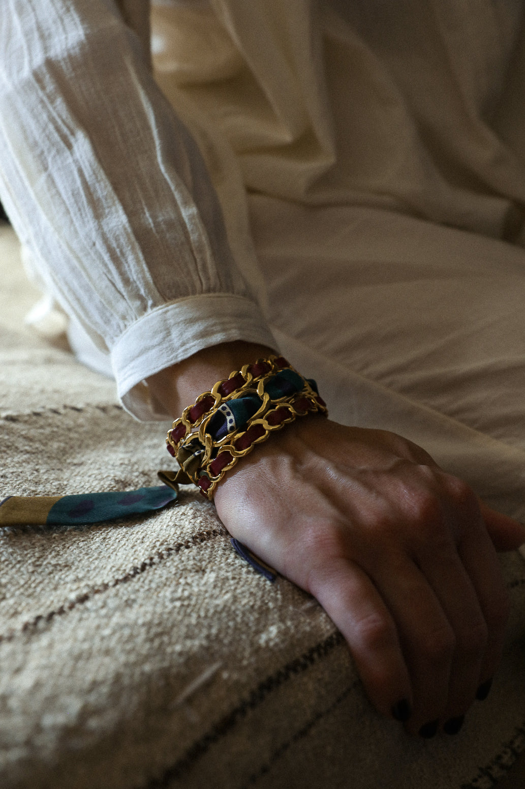 Petite manchette Décembre et ruban Chapanoir, olive