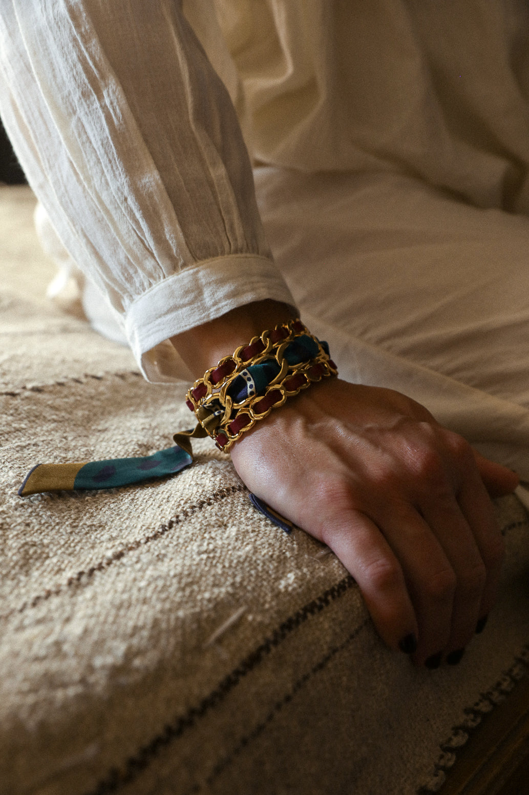 Ruban en soie 2cm Chapanoir, olive