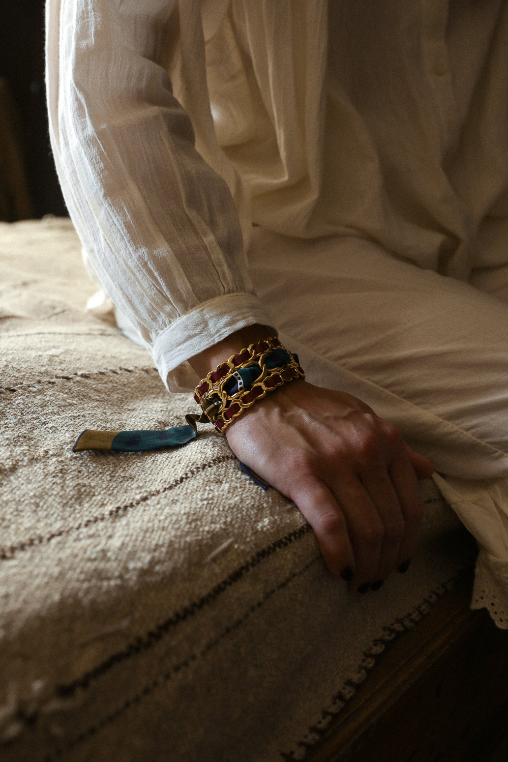 Petite manchette Décembre et ruban Chapanoir, olive