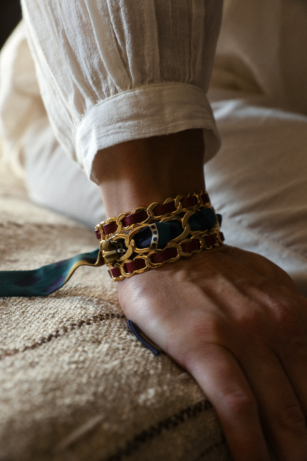 Petite manchette Décembre et ruban Chapanoir, olive