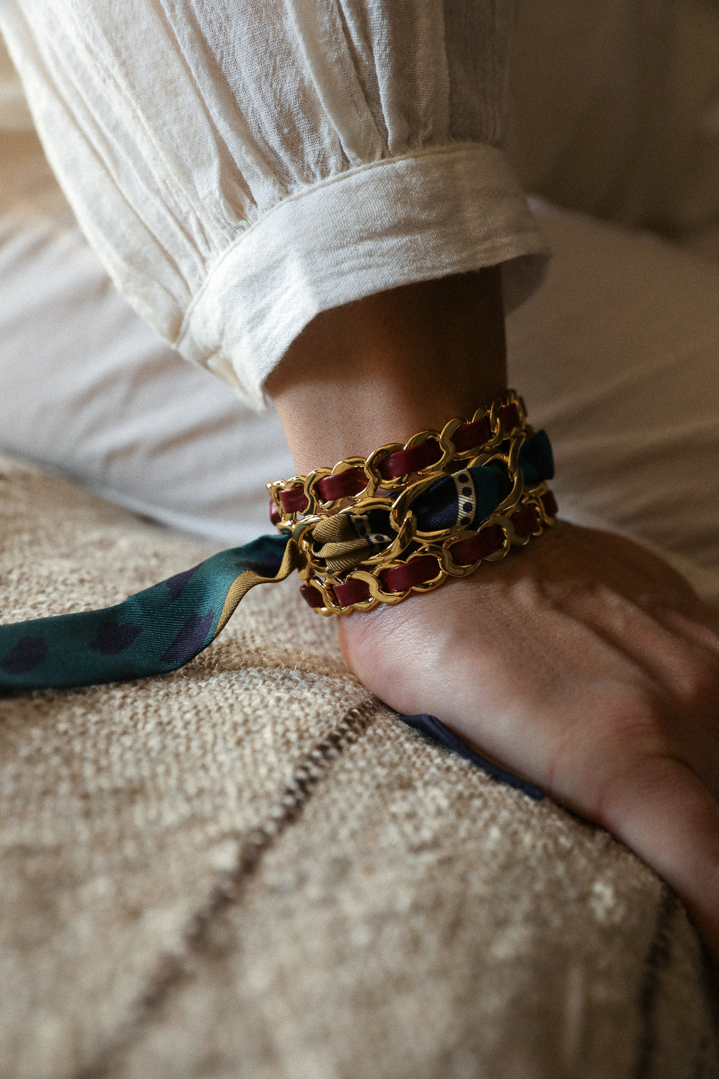 Petite manchette Décembre et ruban Chapanoir, olive