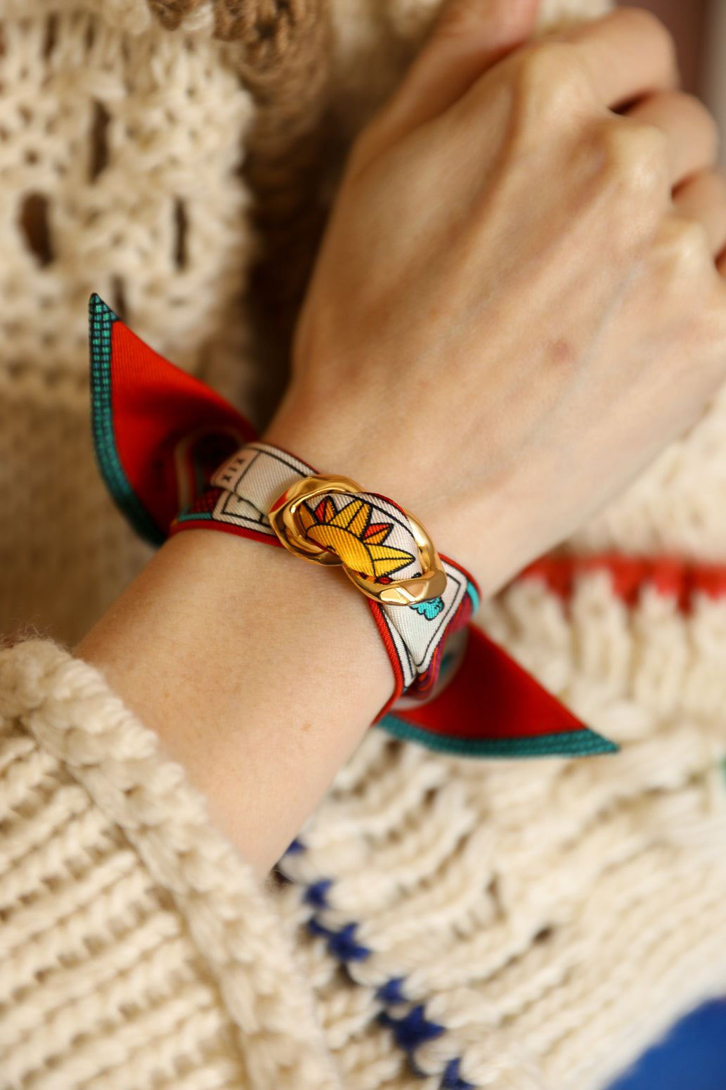 Bracelet en soie 4cm Tarot, multicolore