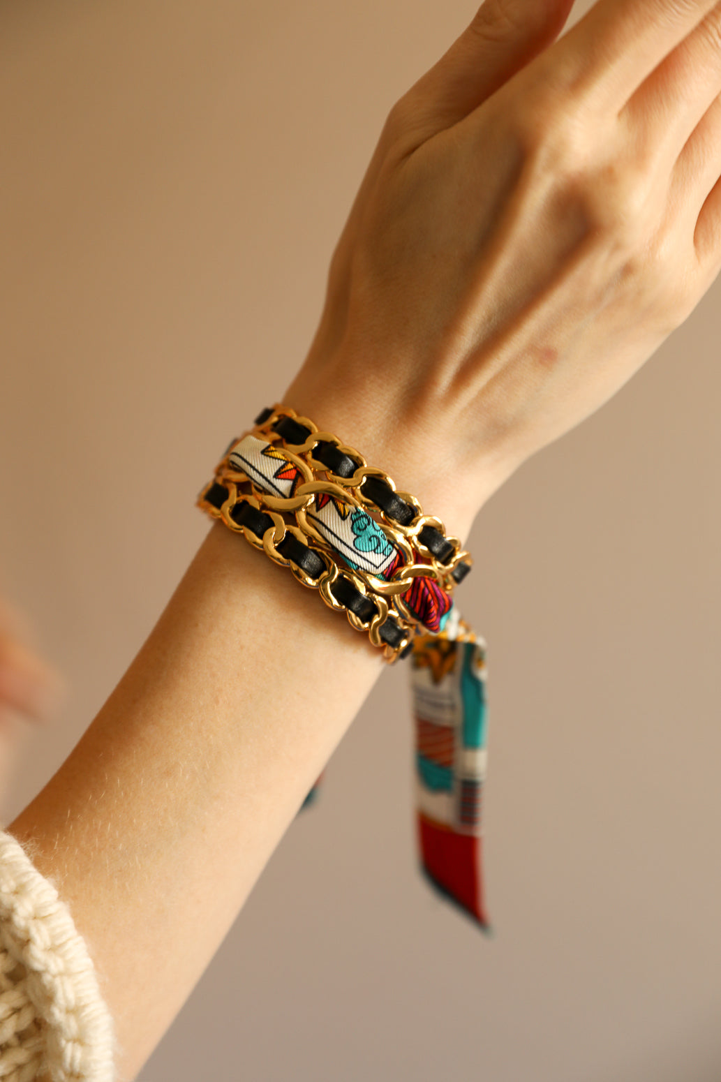 Petite manchette Décembre et ruban Tarot, multicolore