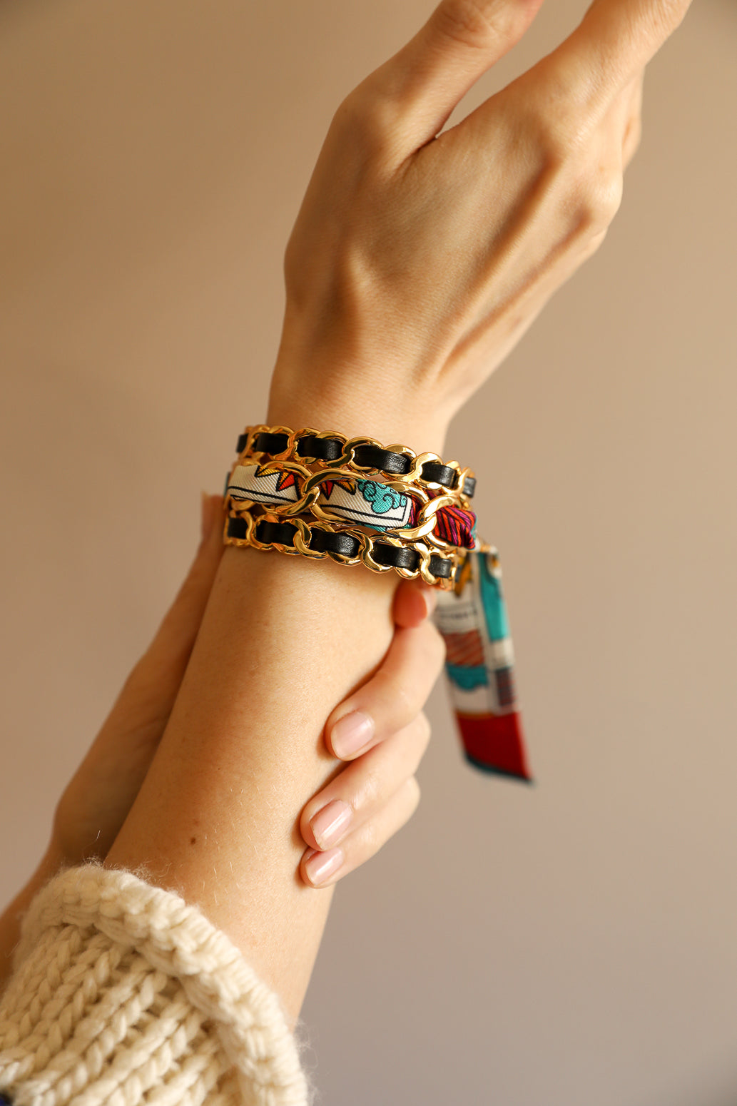 Petite manchette Décembre et ruban Tarot, multicolore