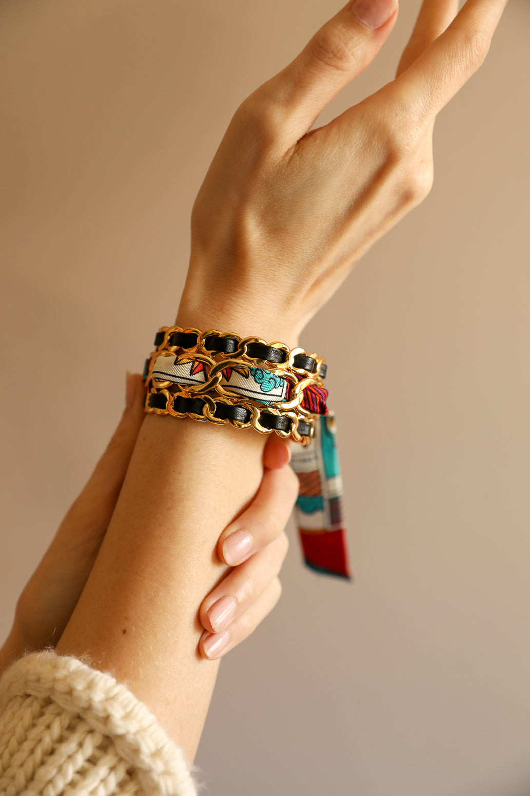 Petite manchette Décembre et ruban Tarot, multicolore