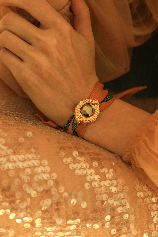 OEIL DE CAÏMAN, pyrite - Ornement à foulard ou pendentif